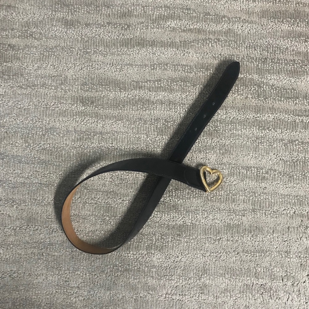 MOSCHINO Black LEATHER BELT, with heart ♥️ buckle